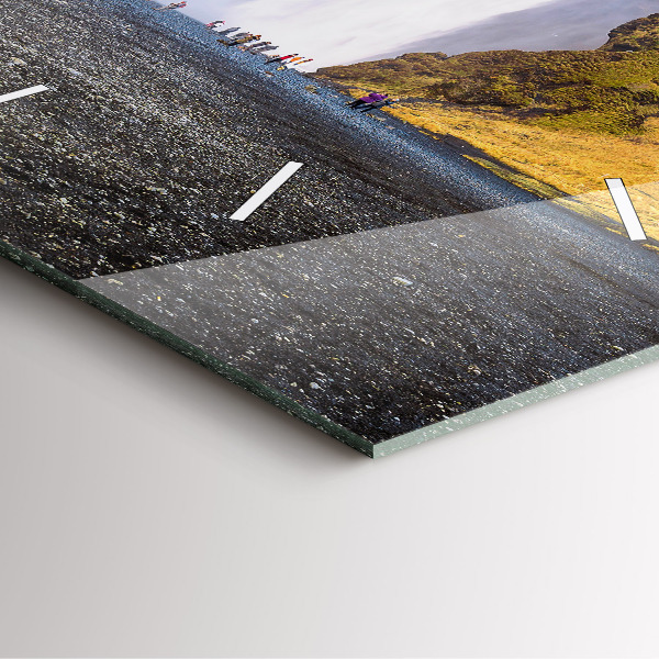 Square glass wall clock Waterfall in Iceland