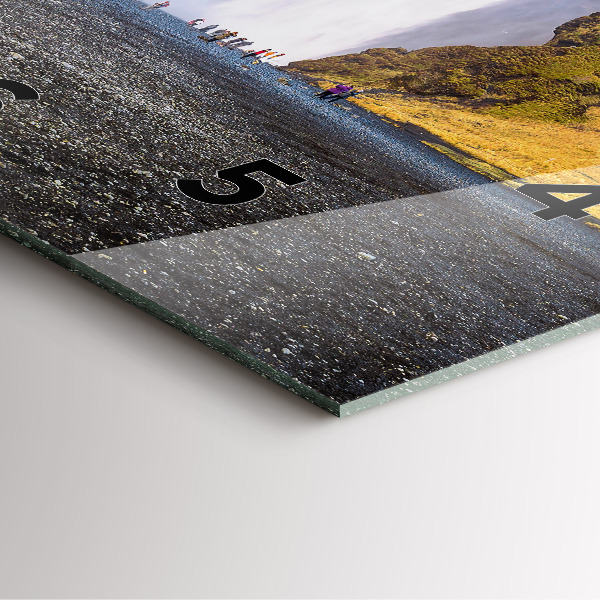 Square glass wall clock Waterfall in Iceland