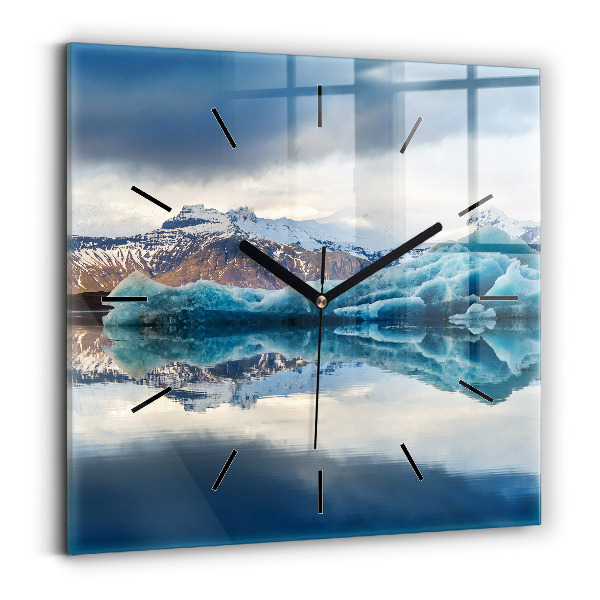 Square glass wall clock Lake Jokulsarlon Iceland