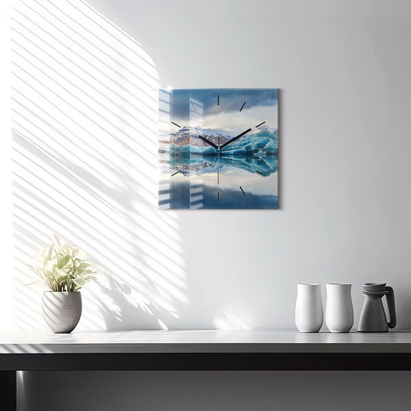 Square glass wall clock Lake Jokulsarlon Iceland