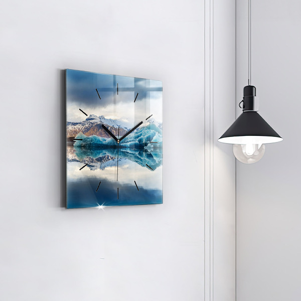 Square glass wall clock Lake Jokulsarlon Iceland