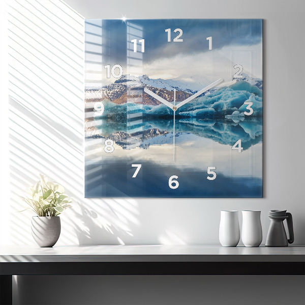 Square glass wall clock Lake Jokulsarlon Iceland