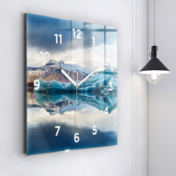Square glass wall clock Lake Jokulsarlon Iceland