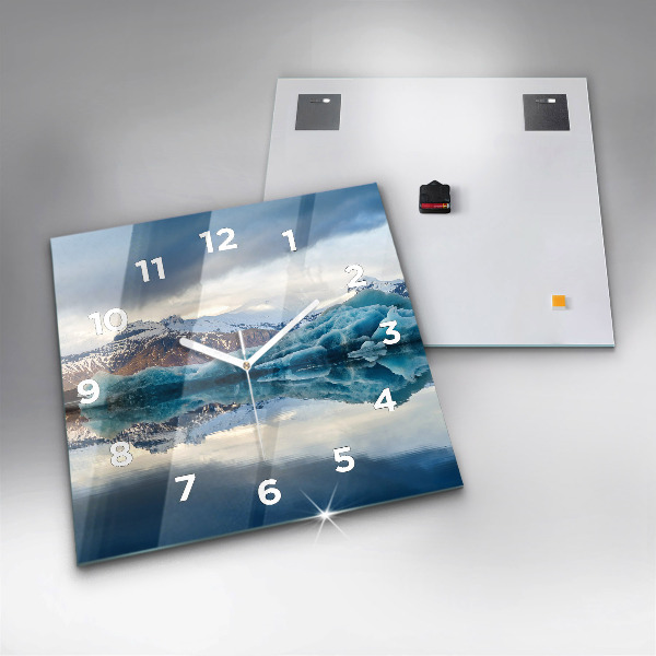 Square glass wall clock Lake Jokulsarlon Iceland