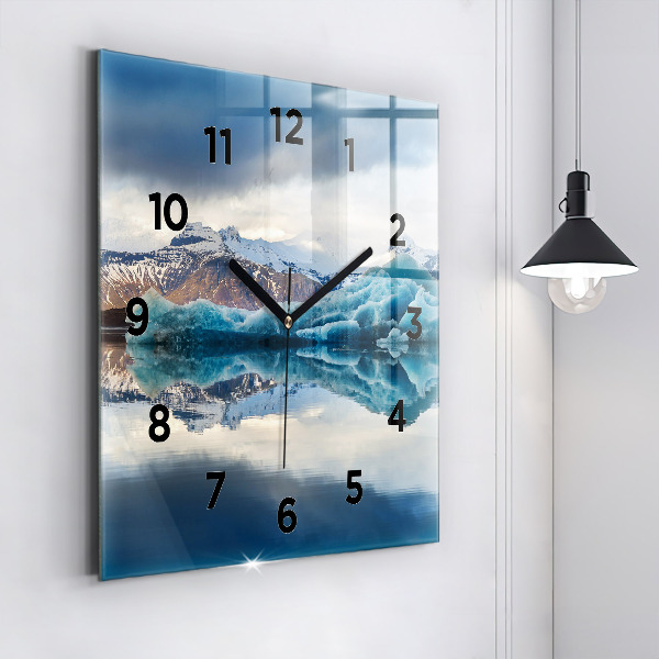 Square glass wall clock Lake Jokulsarlon Iceland