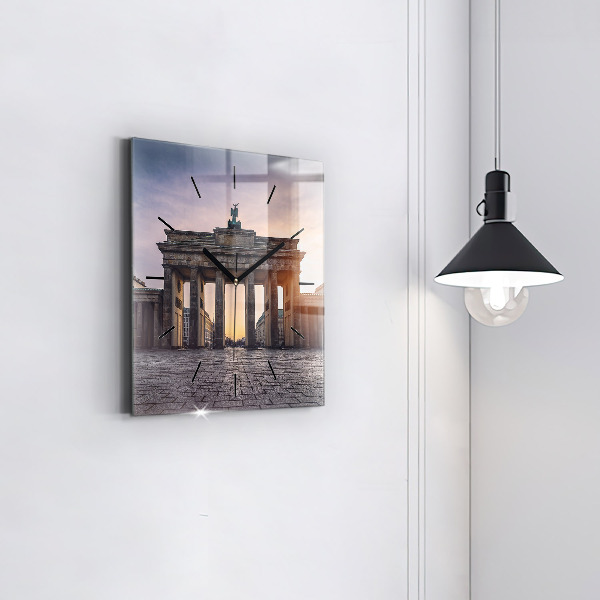Square glass wall clock Brandenburg Gate