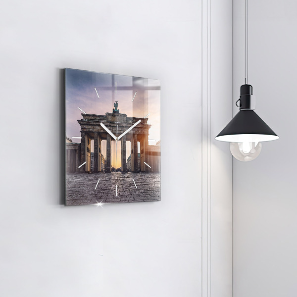 Square glass wall clock Brandenburg Gate