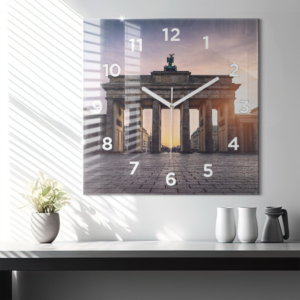 Square glass wall clock Brandenburg Gate