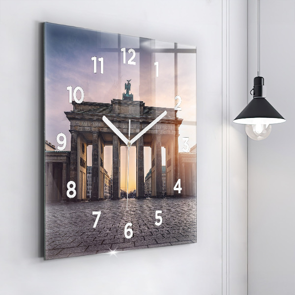 Square glass wall clock Brandenburg Gate