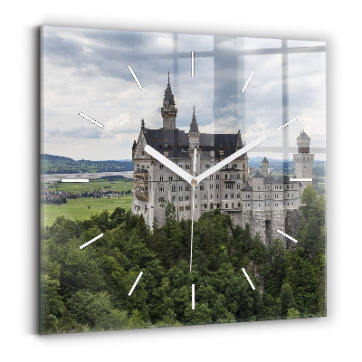 Square glass wall clock Neuschwanstein Castle