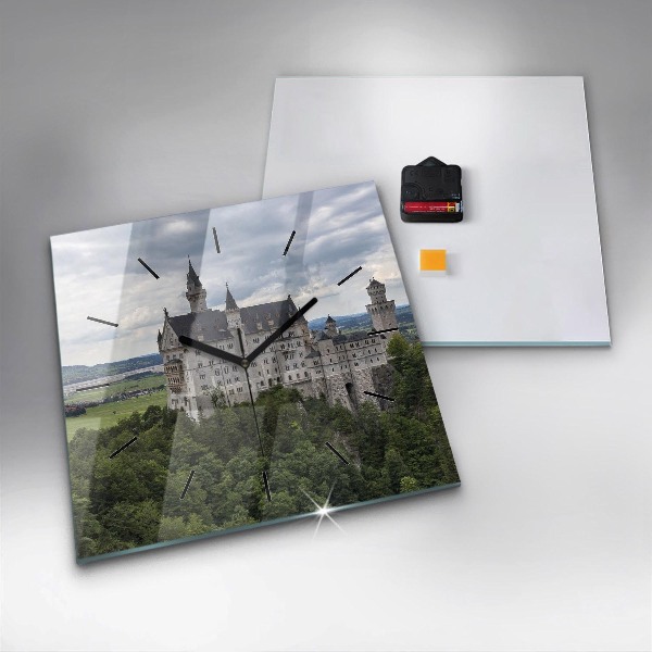 Square glass wall clock Neuschwanstein Castle