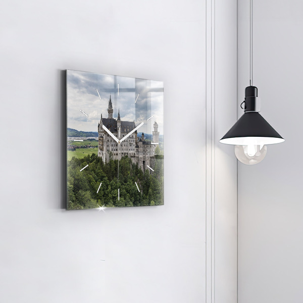 Square glass wall clock Neuschwanstein Castle