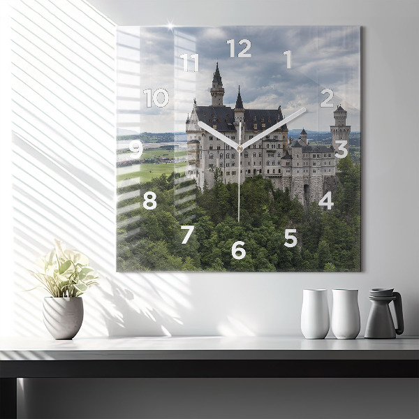 Square glass wall clock Neuschwanstein Castle