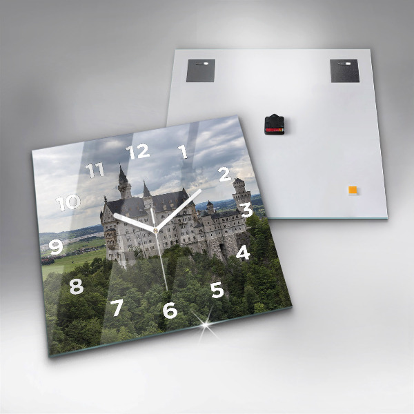 Square glass wall clock Neuschwanstein Castle