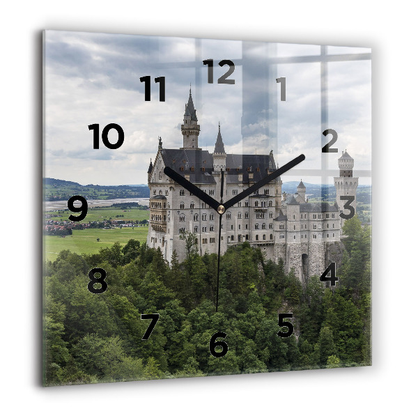 Square glass wall clock Neuschwanstein Castle