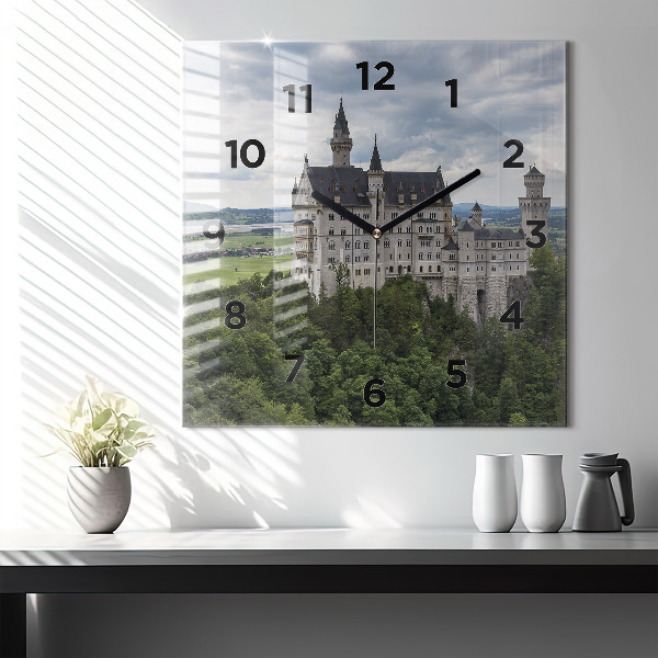 Square glass wall clock Neuschwanstein Castle