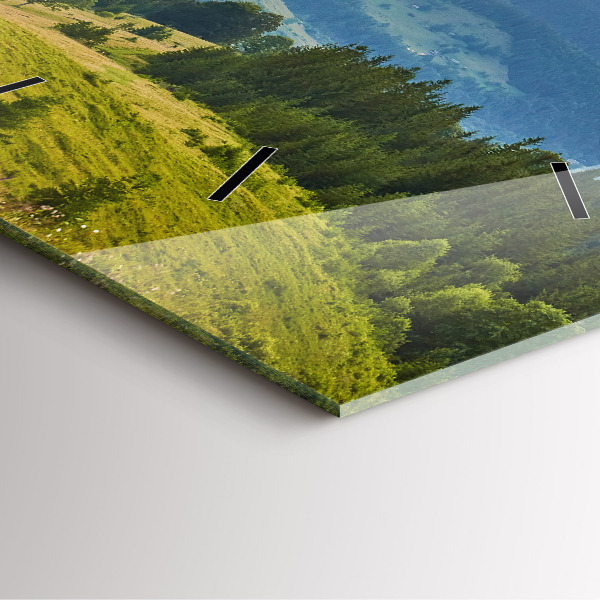 Square glass wall clock Landscape with forests