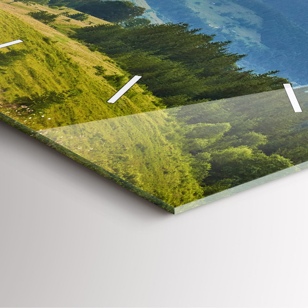 Square glass wall clock Landscape with forests
