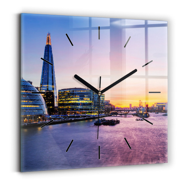 Square glass wall clock View of London