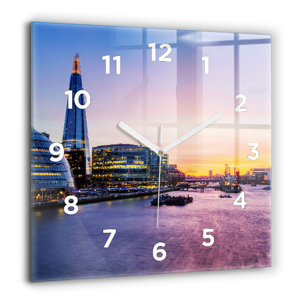 Square glass wall clock View of London
