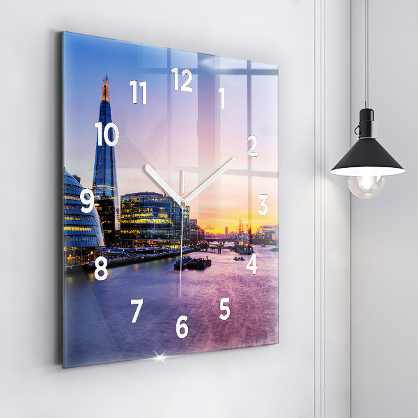 Square glass wall clock View of London