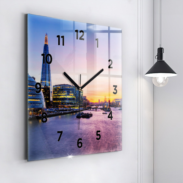 Square glass wall clock View of London
