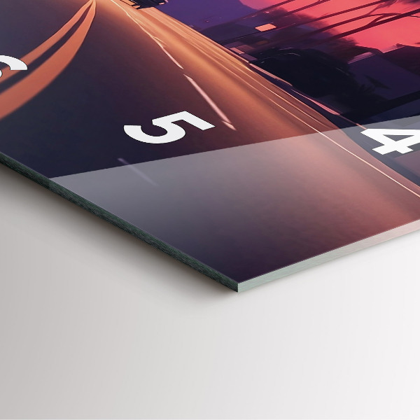 Square glass wall clock Sunset in LA