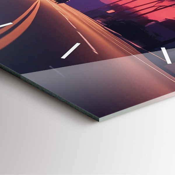 Square glass wall clock Sunset in LA