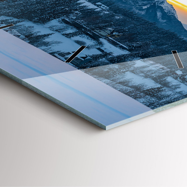 Square glass wall clock Mountain landscape
