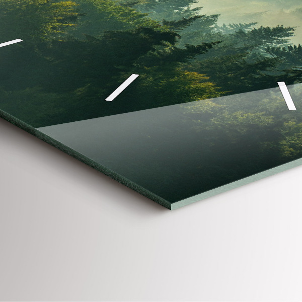 Square glass wall clock Sunrise Beskids
