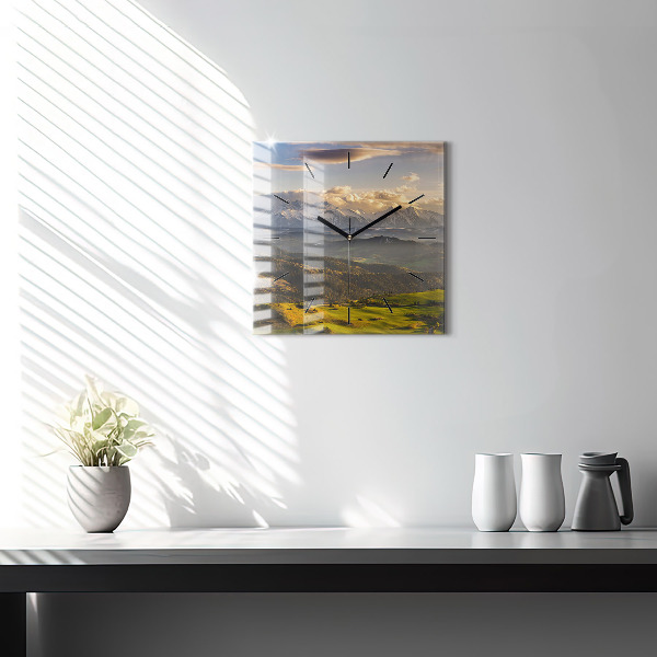 Square glass wall clock Pieniny – Wysoki Wierch