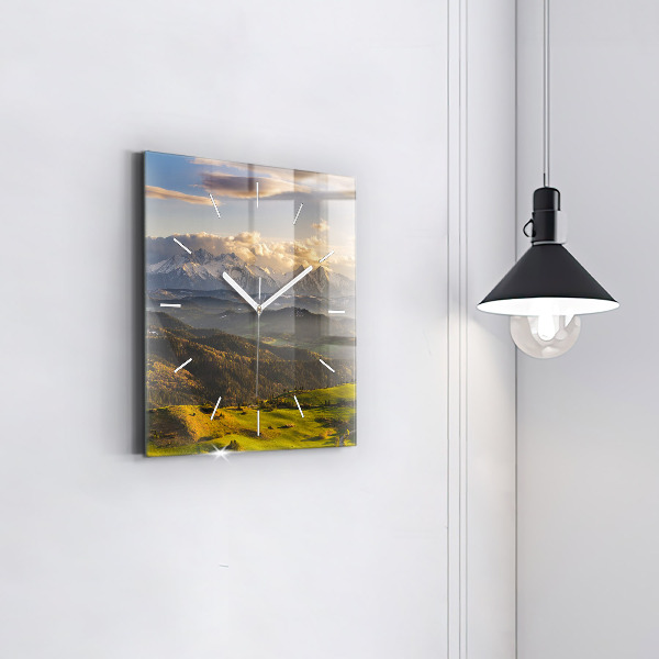 Square glass wall clock Pieniny – Wysoki Wierch