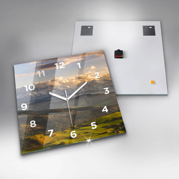 Square glass wall clock Pieniny – Wysoki Wierch