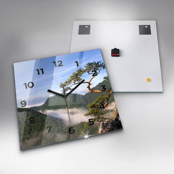 Square glass wall clock Sokolica Peak in the Pieniny Mountains