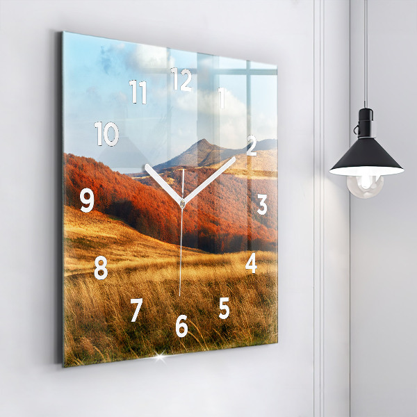 Square glass wall clock Mountain landscape