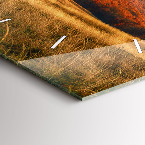 Square glass wall clock Mountain landscape