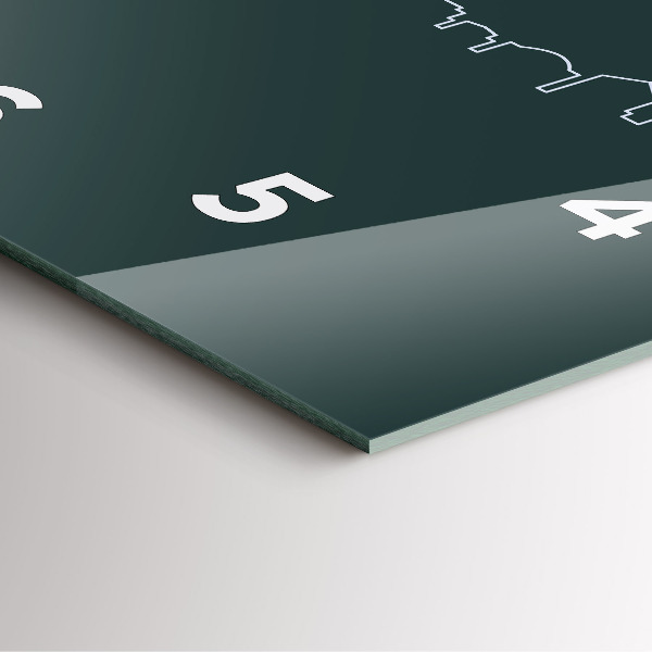 Square glass wall clock Line art of the city of Brno