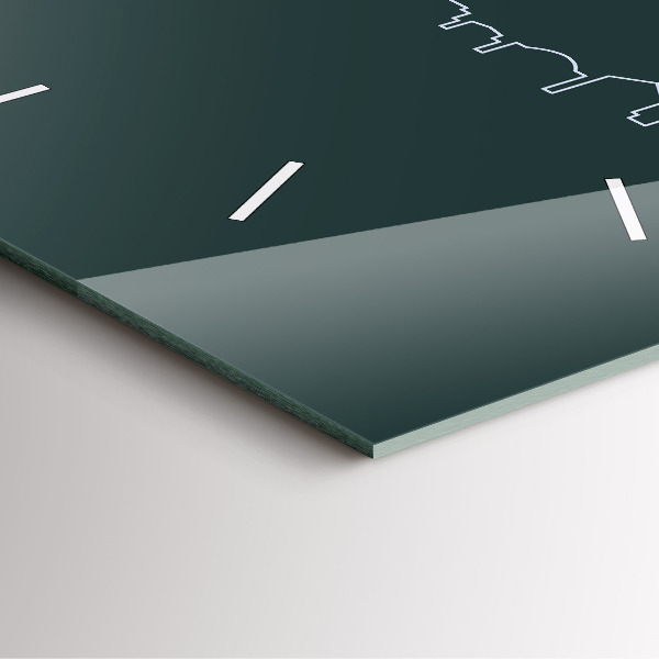 Square glass wall clock Line art of the city of Brno