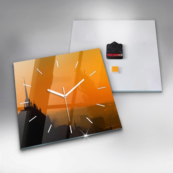 Square glass wall clock View of the Brno Cathedral