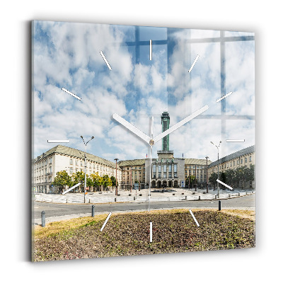 Square glass wall clock Panorama of the city of Ostrava