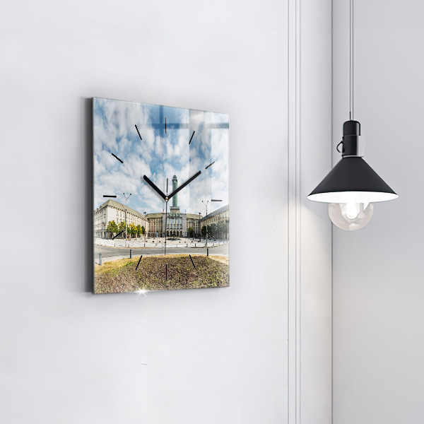 Square glass wall clock Panorama of the city of Ostrava