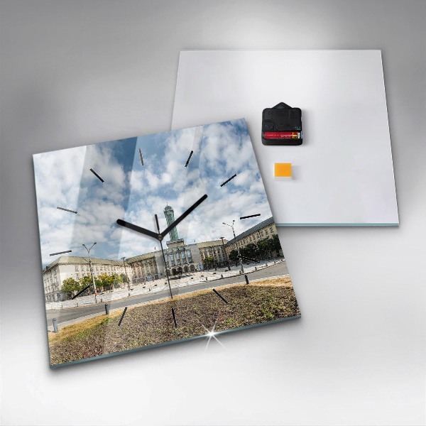 Square glass wall clock Panorama of the city of Ostrava