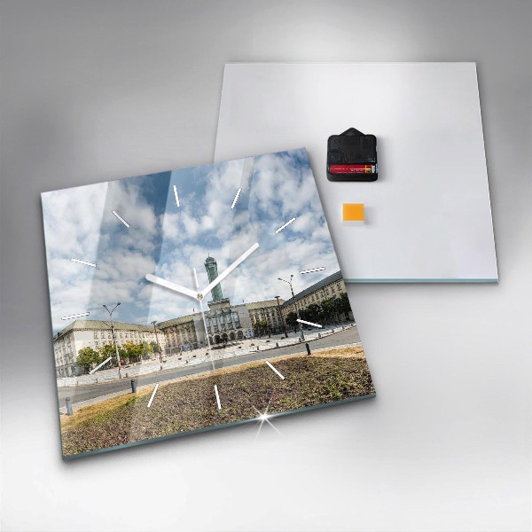 Square glass wall clock Panorama of the city of Ostrava