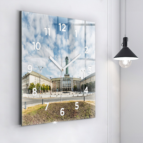 Square glass wall clock Panorama of the city of Ostrava