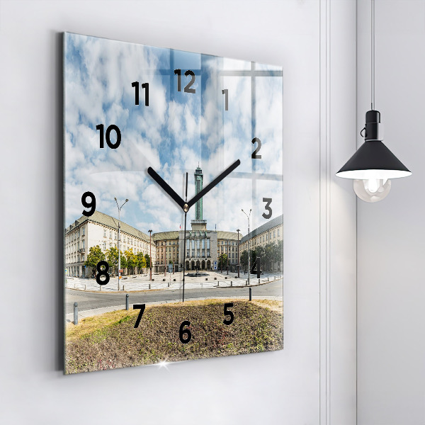 Square glass wall clock Panorama of the city of Ostrava