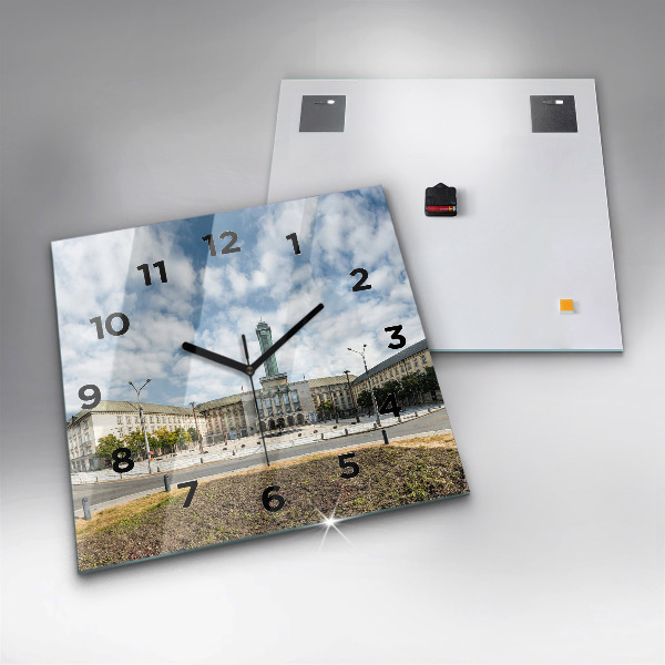 Square glass wall clock Panorama of the city of Ostrava