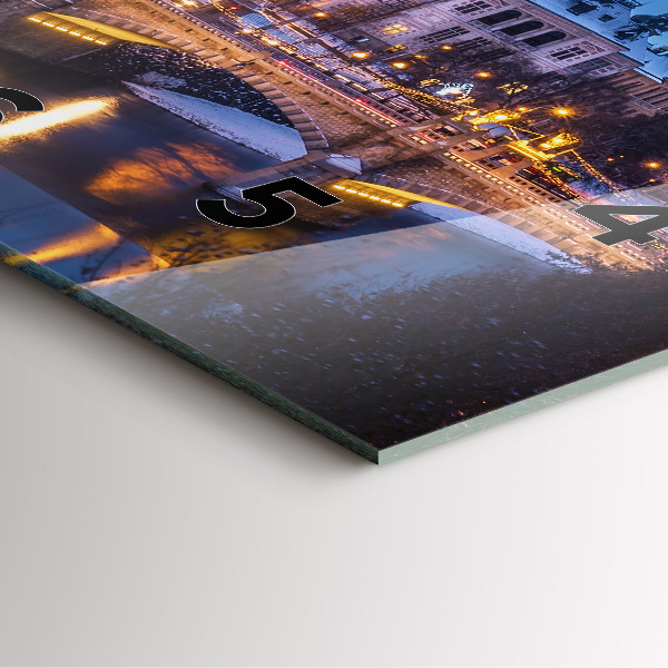 Square glass wall clock Panorama of the city of Pilsen