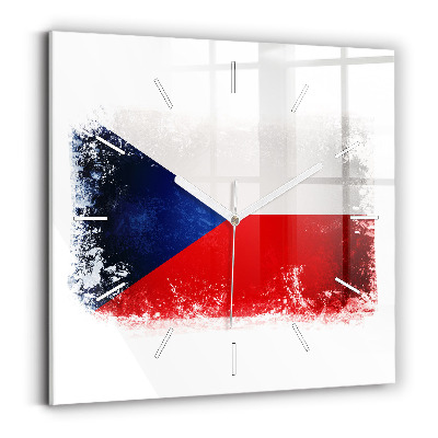 Square glass wall clock Czech flag