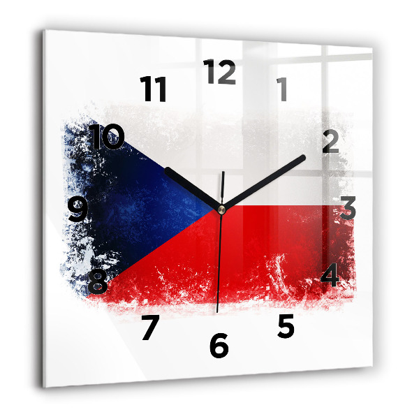 Square glass wall clock Czech flag