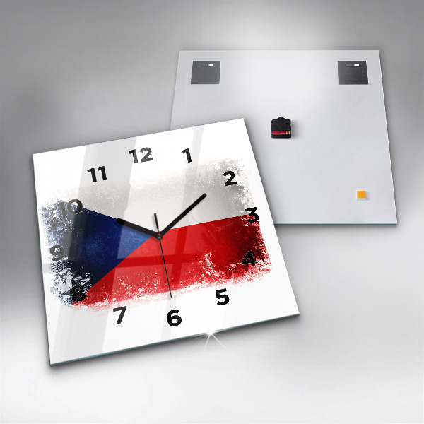 Square glass wall clock Czech flag